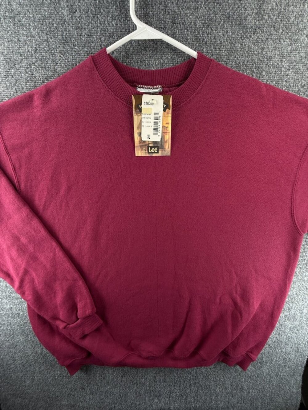 VTG NOS Lee USA Made Purple Fleece Sweater Long Sleeve XL Rosewine Blank Crew